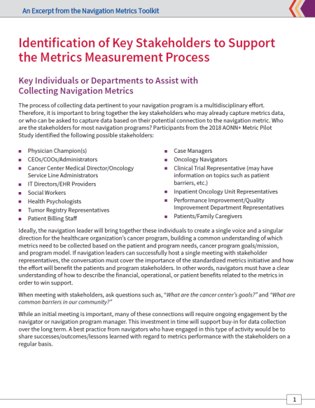 Identification of Key Stakeholder to Support the Metrics Measurement Process